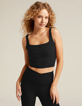 black square neck cropped tank.